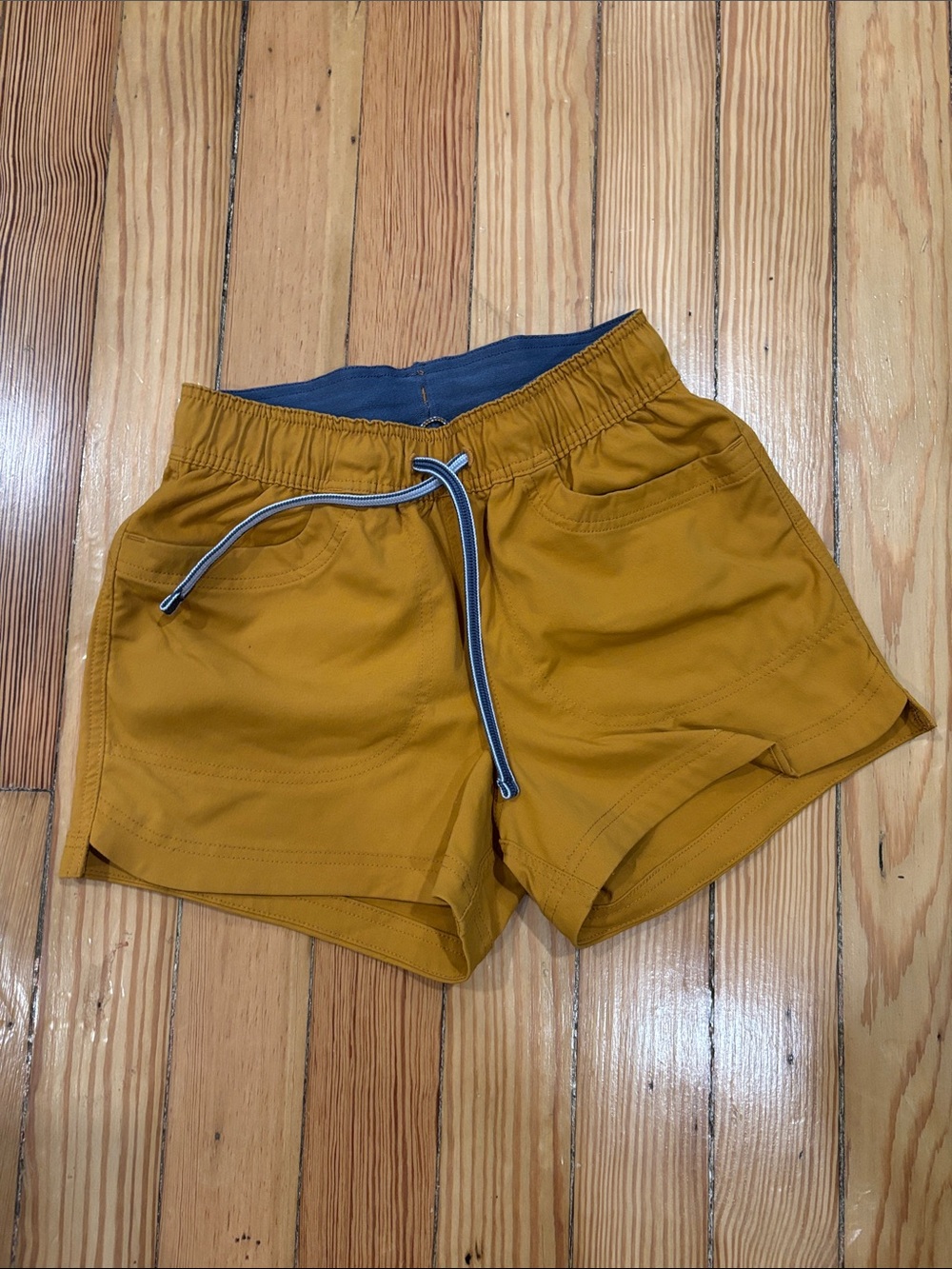 REI Girls Mustard Yellow Shorts with Slate Waistband